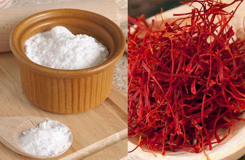 kiểm tra saffron thật giả bằng Baking soda